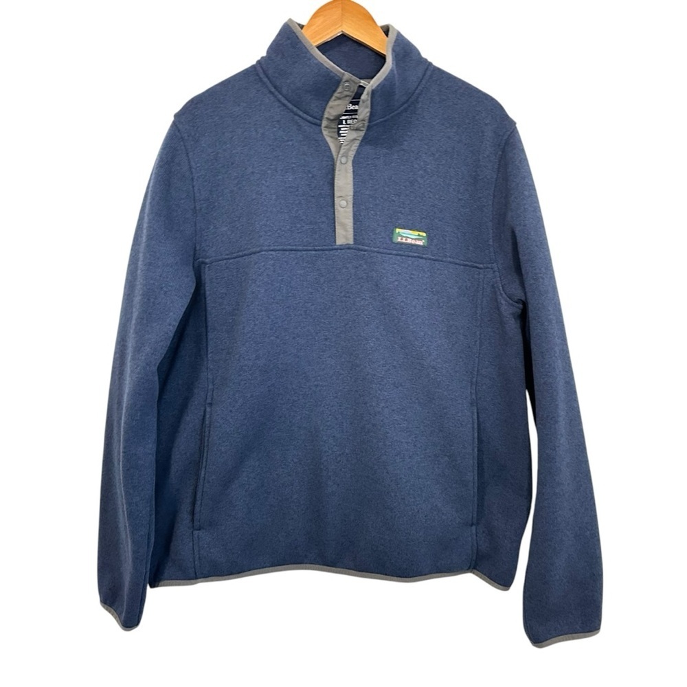 L.L. Bean Blue Men's Sweater 1/4 snap fleece